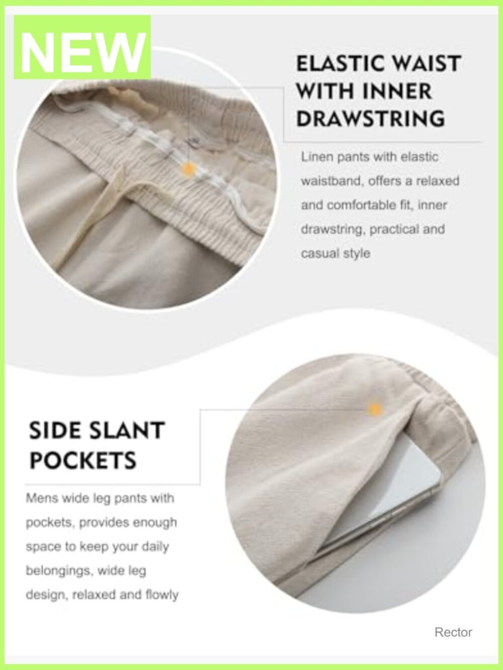 Linen Pants Men Casual Wide Leg Baggy Elastic Waist Yoga Beach Trousers - Picture 6 of 7